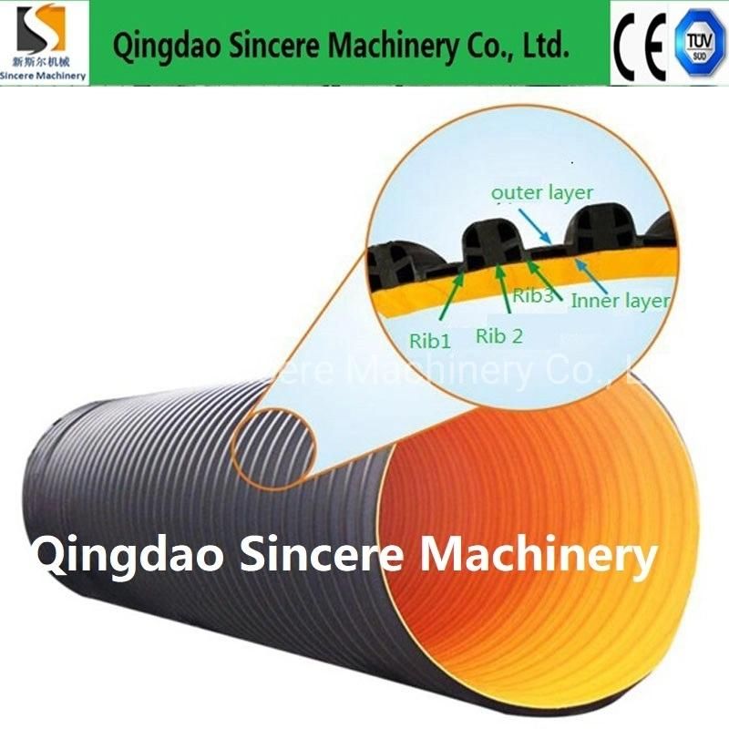 HDPE Double/Hollow Wall Spiral Wound Sewage Pipe Manufacturing Extruder