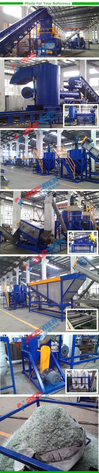 Automatic Waste Hard Plastic Drink Bottle Flakes Crushing Recycling Machine Washing Production Line