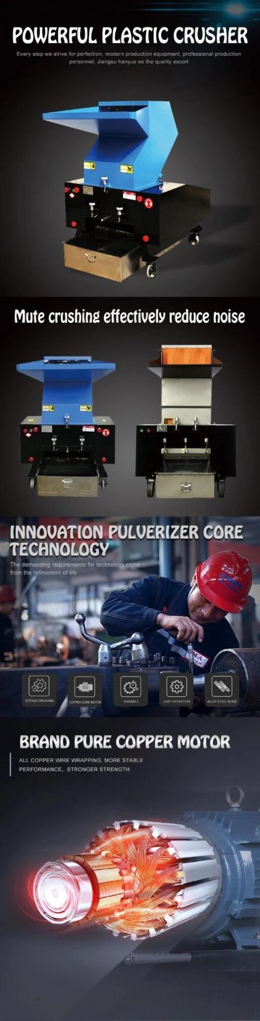 PP/PVC/Pet/Waste Plastic Recycling Crusher Machine for Plastic Crushing Machinery High Quality