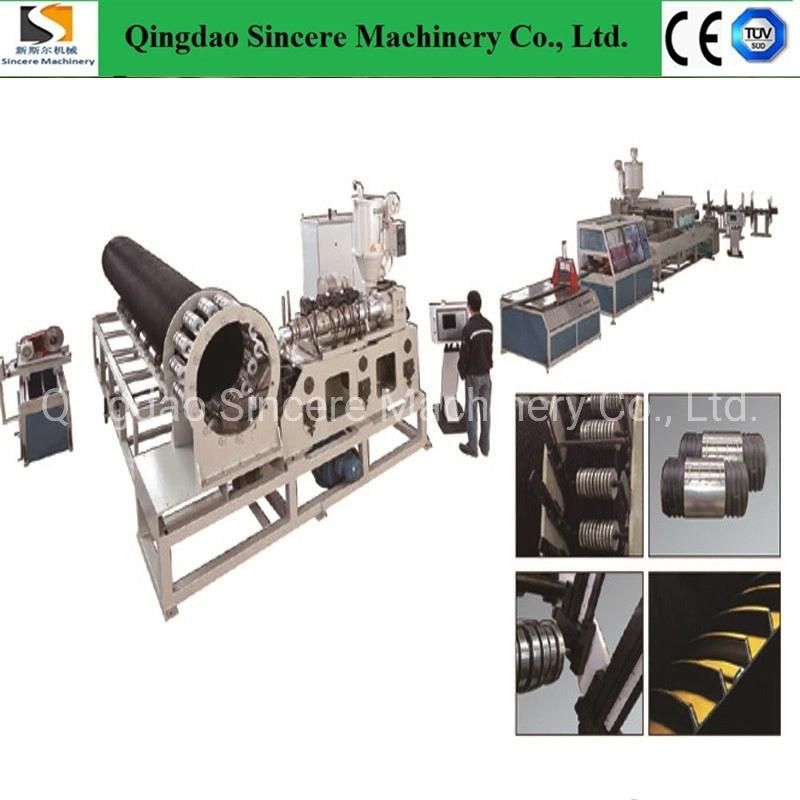 HDPE Double/Hollow Wall Spiral Wound Sewage Pipe Manufacturing Extruder