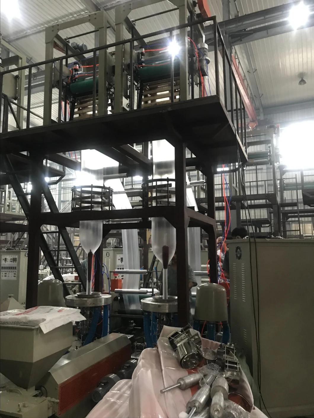 Sigle Screw Double Die Head Automatic HDPE/LDPE/LLDPE Two Roll Film Making Machine