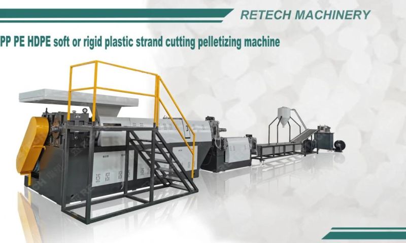 China Recycling Plant HDPE PP PE Soft Rigid Flakes Scrap Strand Pelletizing Machine
