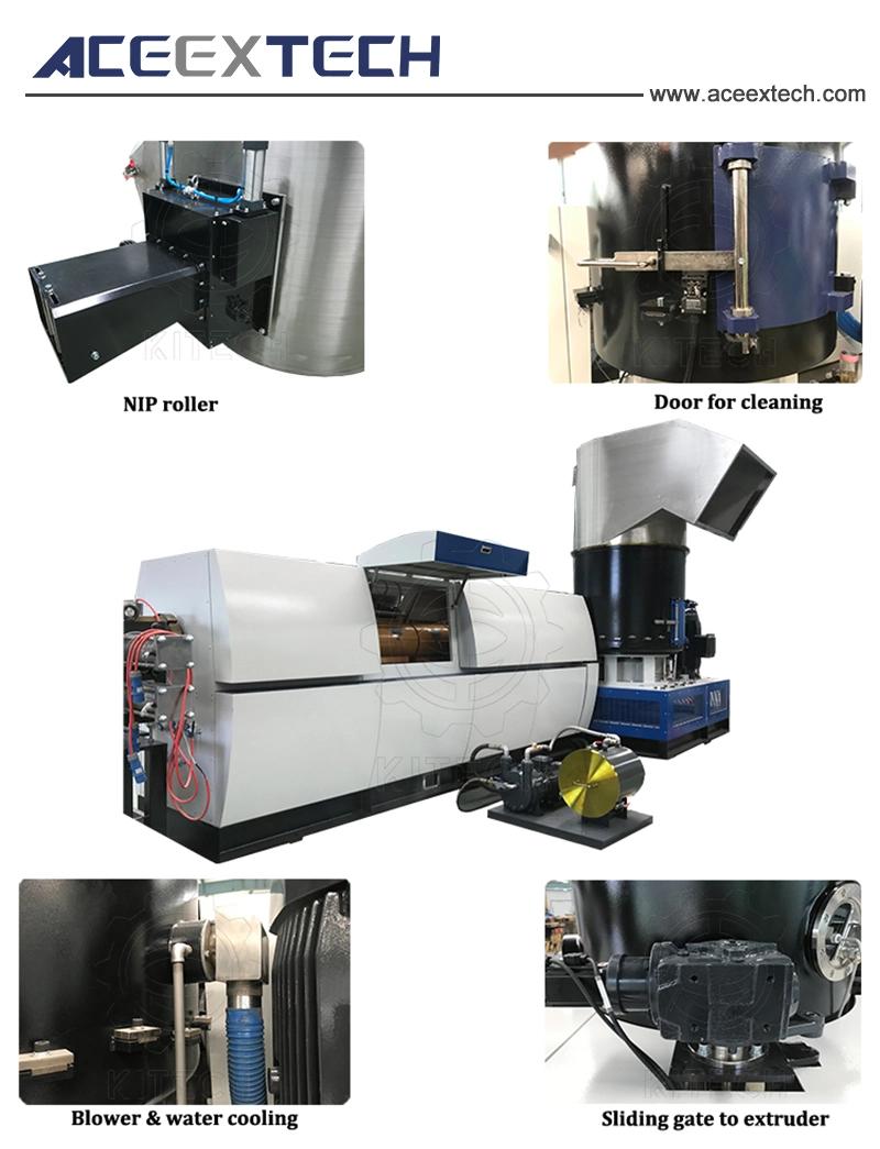 HDPE LDPE Film PP Bags Flakes Side Force Feeder Plastic Pelletizing Machinery