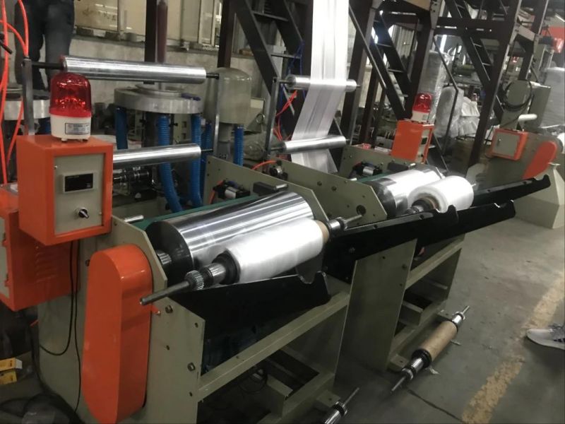 Sigle Screw Double Die Head Automatic HDPE/LDPE/LLDPE Two Roll Film Making Machine