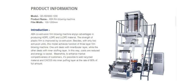 QS-ABA800 ABA PE Film Blowing Machine Plastic Film Machine Extruder