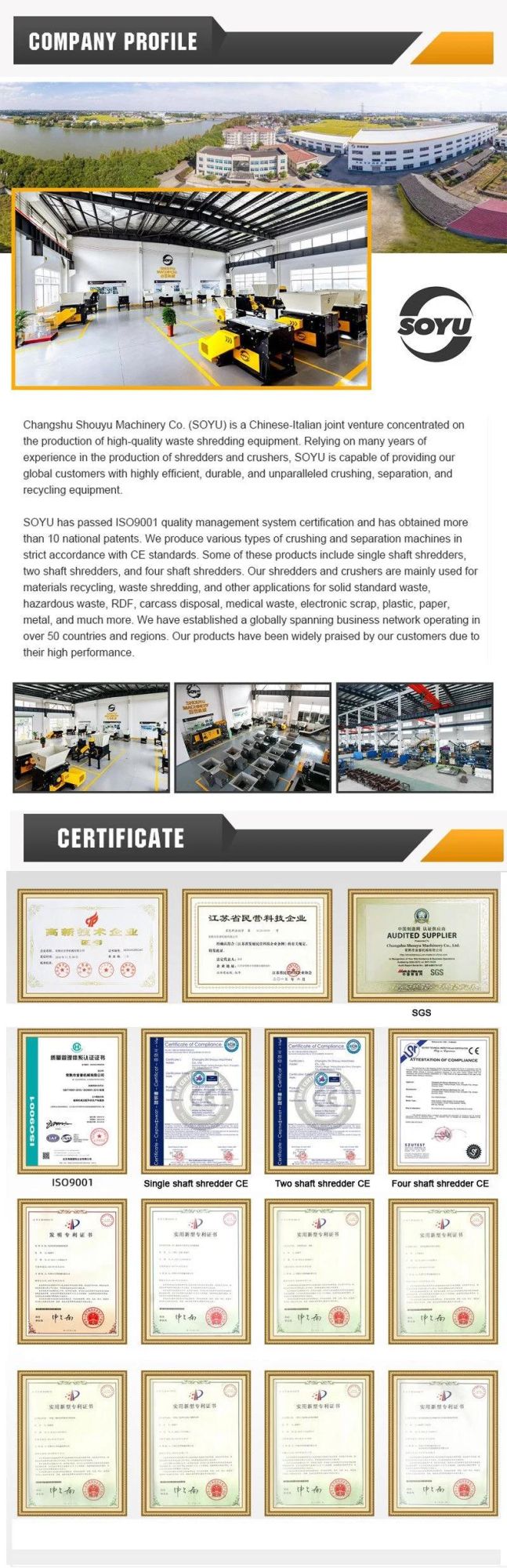 Two Shaft Waste Plastic Shredder Recycling Machine Shredder