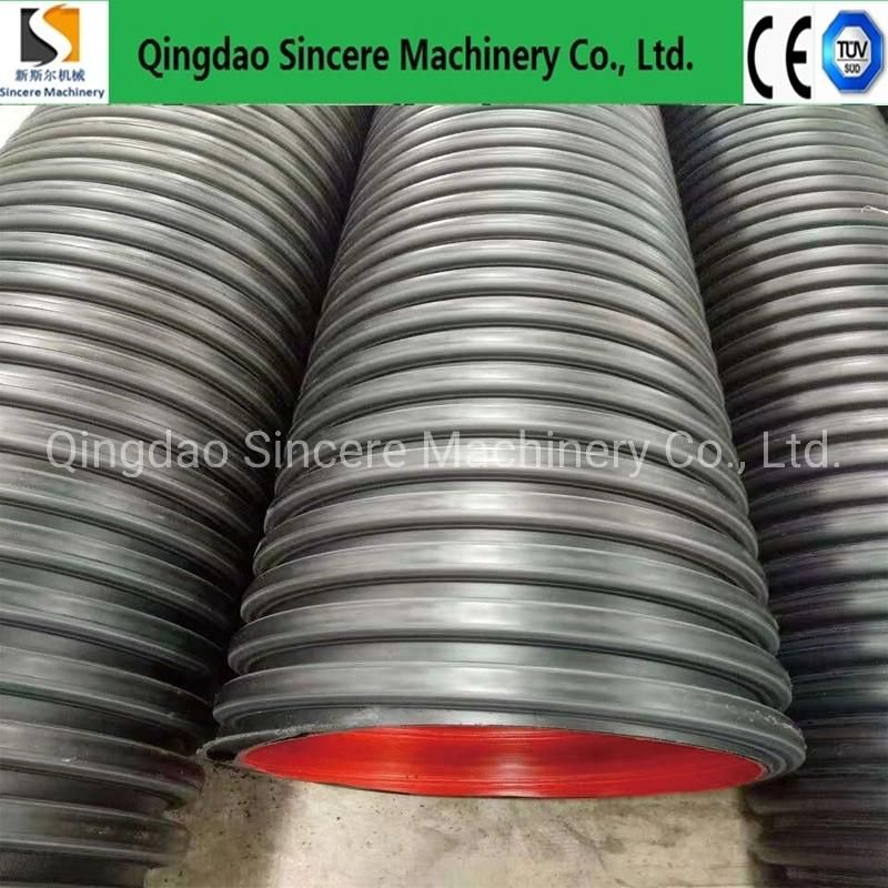 HDPE Double/Hollow Wall Spiral Wound Sewage Pipe Manufacturing Extruder