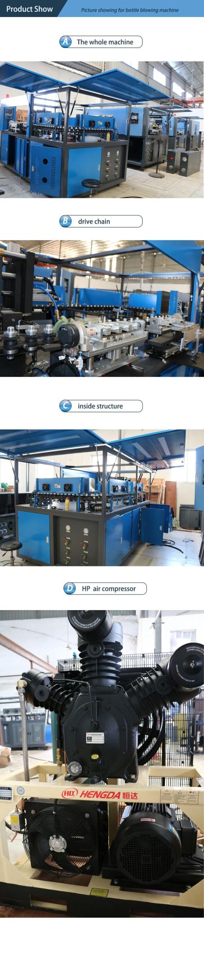 Automatic Pet Bottle Blow Moulding Machine for 2, 4, 6cavity