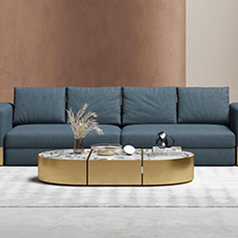 Modern Simple Round Marble Top Coffee Bell Table Glass Base Side Tea Center Coffee Table
