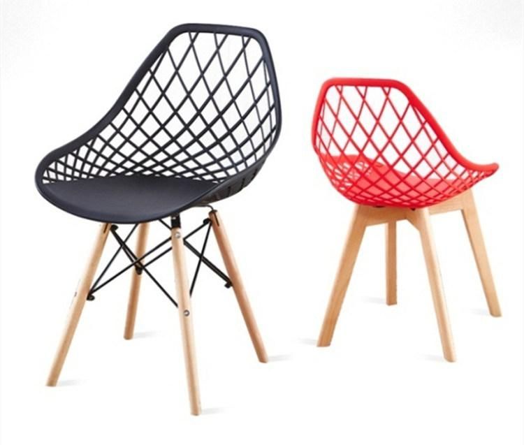 Factory Price Nordic Style Modern Chairs Outdoor White PP Hollow Back Plastic Chair Wood Home Dining Furniture Restaurant Dining Chair for Dining Room