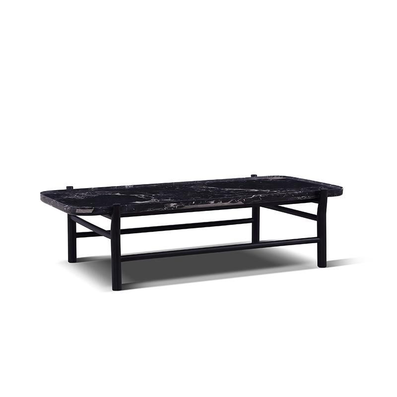 Modern Furniture Home Living Room Furniture Wooden Square Marble Top Double Two Layers Storage Coffee Tea Table