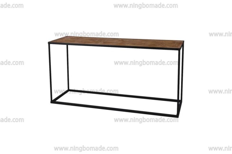 Nordic Country Farm House Design Furniture Nature Reclaimed Fir Wood and Black Iron Console Table