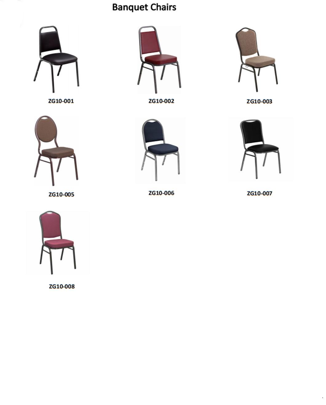 Professional Manufacturer of Crown Back Metal Banquet Chair with Ganing Device In Brown Patterned Fabric (ZG10-003)