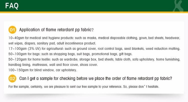Flame Retardant Nonwoven Fabric for Furniture/ Mattress