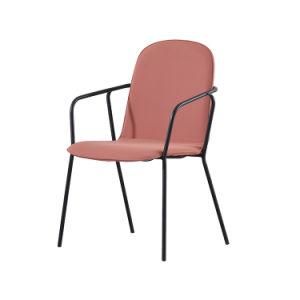 Indoor Modern New Design PU Seat Black Painted Legs Dining Chair