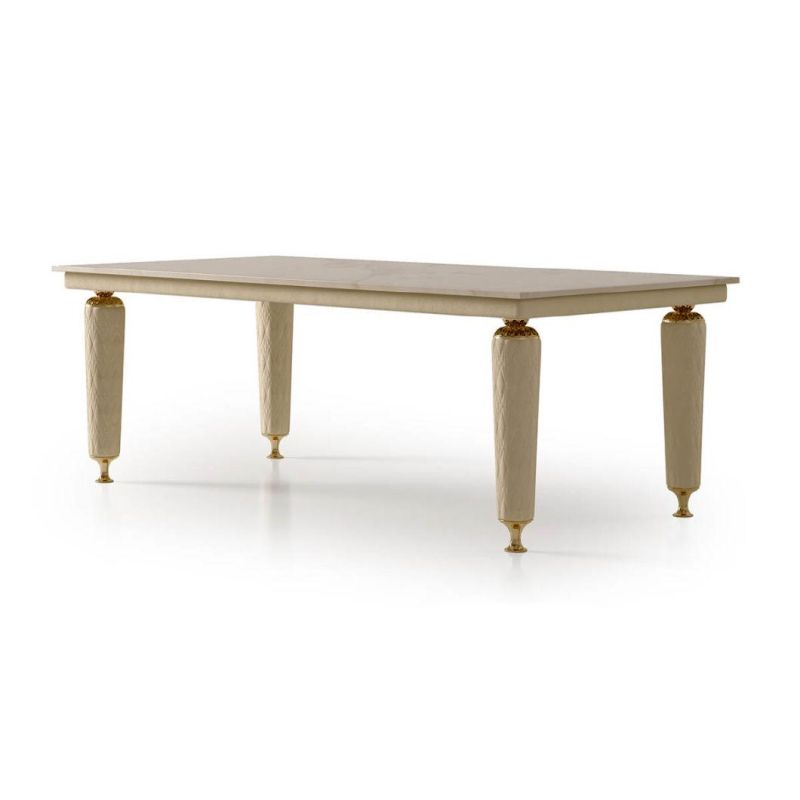 Modern Hotel Restaurant Furniture Kitchen Dining Table Luxury Villa Velvet Upholstery Stainless Steel Leg Marble Top Dining Room Set Dining Table with 6 Chair