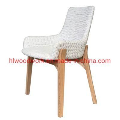 Solo Style Dining Chair Oak Wood Frame Natural Color with White Fabric Cushion Office Chair Study Room Chair Resteraunt Chair Hotel Chair