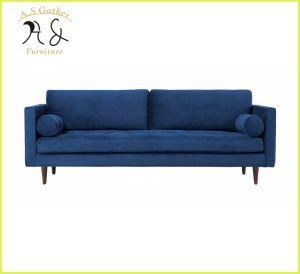 Living Room Navy Blue Velvet Three Seater Sofa