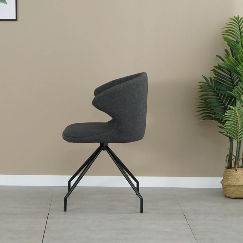Swivel Leg Upholstered Dining Room Furniture Linen Fabric Restaurant Chairs