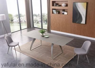 Modern Design Glass Frosting Powder and Oil Top Dining Table