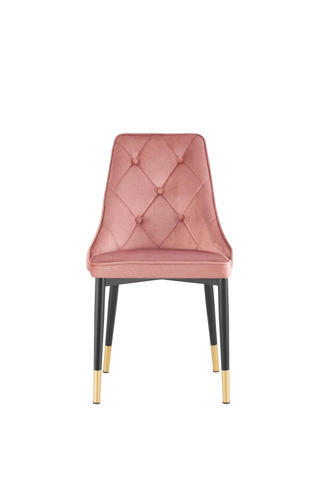Best Seller High Back Velvet Fabric Dining Chair with Metal Legs for Sale