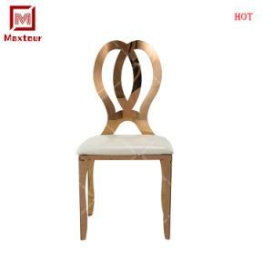 Wholesale Stainless Steel Furniture Stacking White PU Leather Dining Chair for Wedding