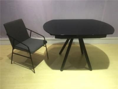 Hot Selling Black Oval Glass Home Dining Table