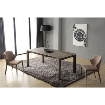 Ceramic Wholesale Tempered Glass Dining Table with Aluminium Leg