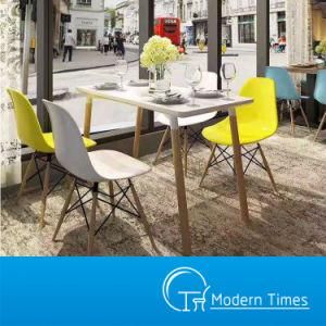 Cheap, Simple and Durable PP Material Seat Wooden Leg Restaurant Dining Chair Outdoor Dining Chair