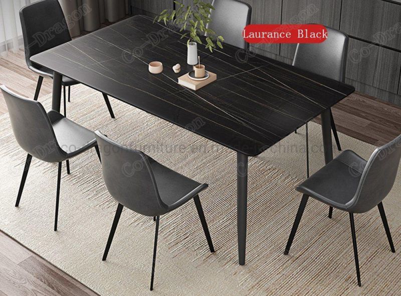 Marble Dining Table for Dining Room Luxury Furniture Steel Table