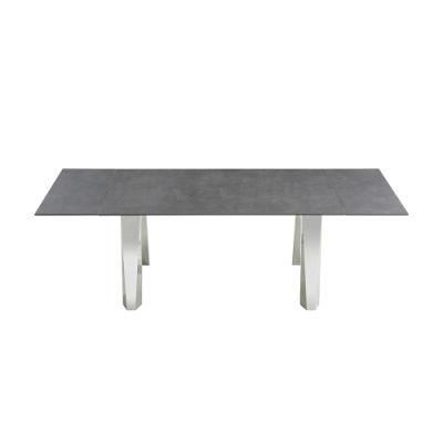 Extension Rectangle Ceramic Stainless Steel Dining Table