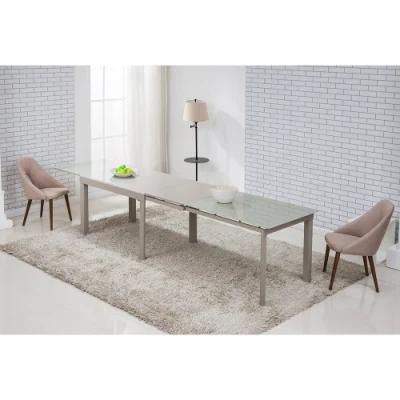 Extension Optical-White Glass Modern Dining Table