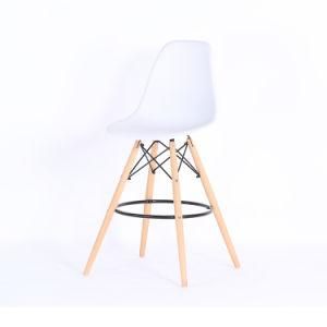 Plastic Nordic Style Wooden Legs White Bar Chair