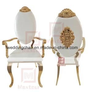 Foshan Factory Price Gold Armrest Dining Throne Chair on Sale