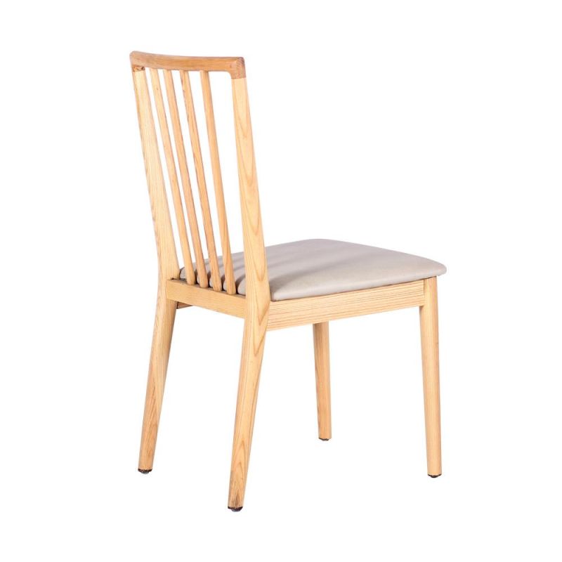 Simple Design Wooden Frame Fabric Seat Dining Chair for Coffee Shop Use