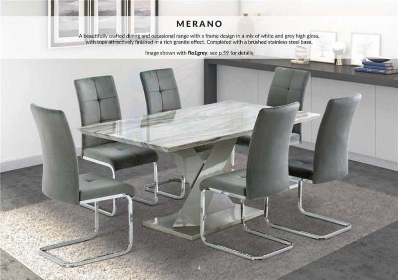 Design Room Furniture Nordic Velvet Modern Luxury Dining Chairs with High Gloss Glass Dining Table Sets