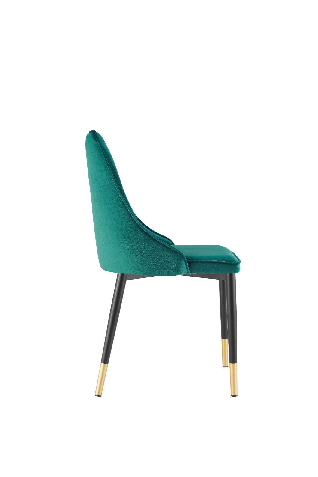 Nordic Style Home Furniture Soft Blue Velvet Chair Modern Restaurant Dining Chair