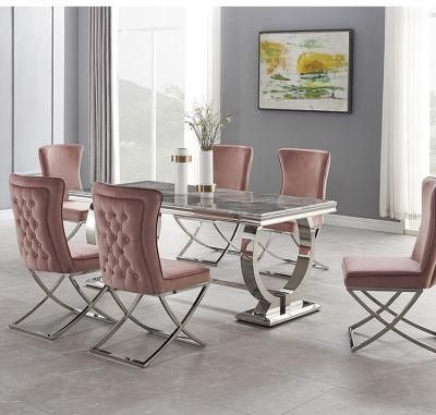 Dining Room Furniture Marble Dining Table with Stainless Steel