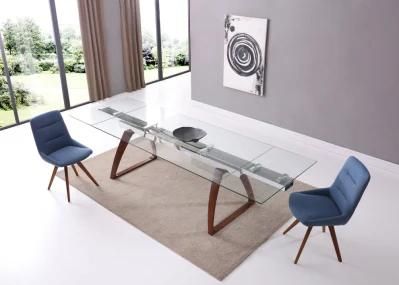 Modern Simple Clear Glass Dining Table for Home Restaurant