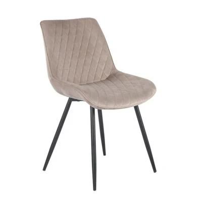 Wholesale Modern Luxury Fashion Colorful Classic Soft Comfortable Modern Chairs Velvet Fabric Upholstery Cafe Dining Chair with Metal Leg