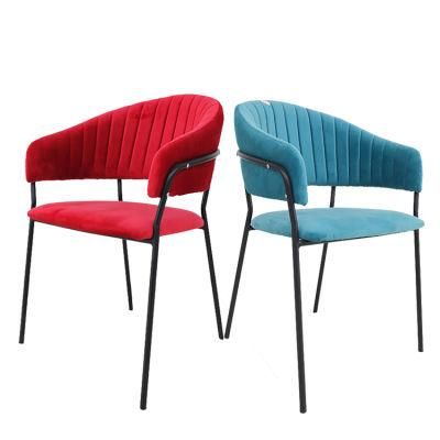 Wholesale Modern Design Chrome Iron Legs Dining Chair Colorful Red Dining Chair