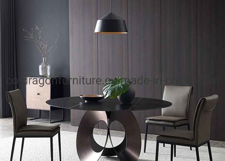 European Style Metal Legs Round Dining Table with Marble Top