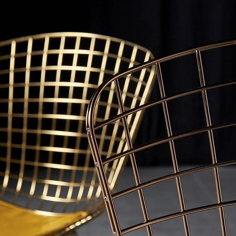 Hot French Simple Furniture Dining Chair Wire Chair Metal Design Saudi Arabia VIP Chair Golden Luxury Wedding Party Living Room Dining Room Chair