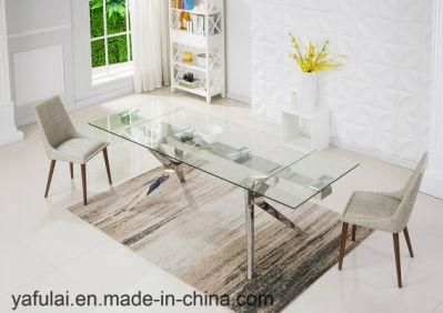 Hot Selling Tempered Glass Stainless Steel Dining Table