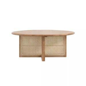 Japanese-Style Design Ins Solid Wooden Rattan Round Side Table