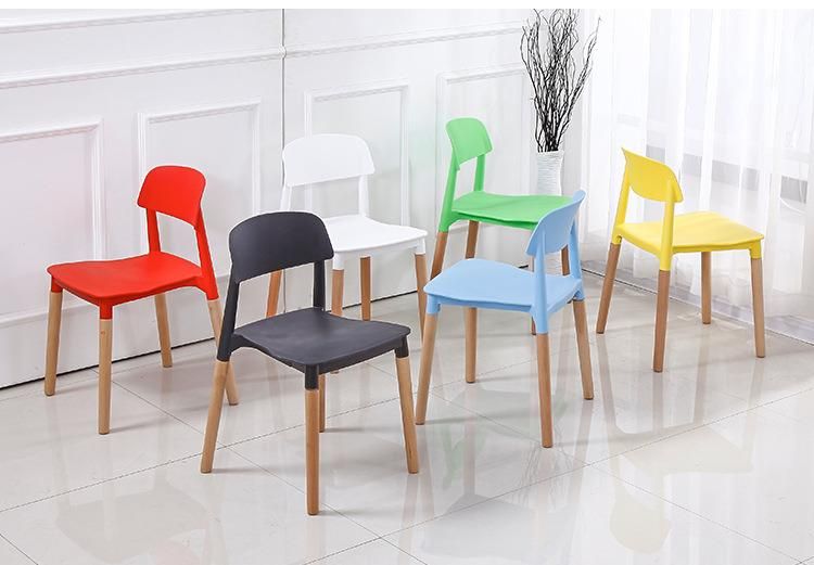 Promotion Italian Plastic Seat Beech Wood Leg Restaurant Home Furniture Dining Room Chair