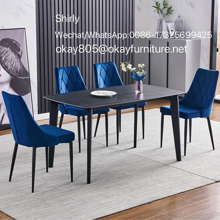 Velvet Fabric Dining Chairs Modern Design