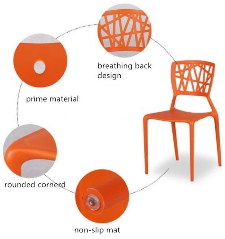 China High Quality Back Breathable Colorful Dining Stackable Plastic Chairs