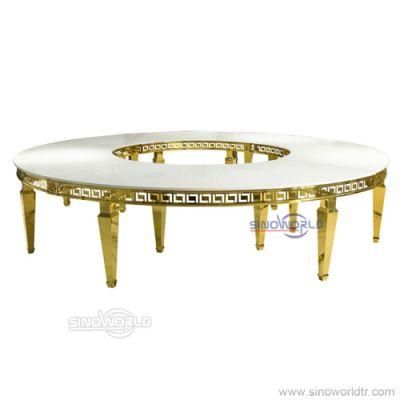 Mirrored Console Table Stainless Steel Dining Table with Marble Top