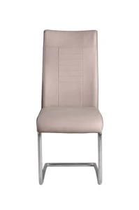 Modern Leather High-Back Upholstered Seat with Chrome-Plated Legs Outdoor Dining Chair